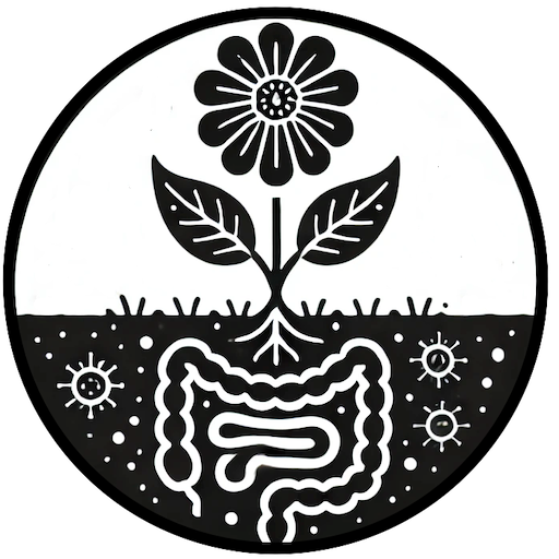 Site logo showing a flower growing out of a living soil with a colon as the roots